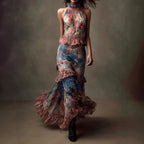 Hadley - Women's Floral High-Neck Ruffle Maxi Dress 5