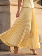Harper - Women's Pleated Midi Skirt Set with Sleeveless Top