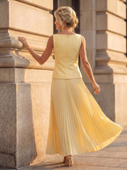 Harper - Women's Pleated Midi Skirt Set with Sleeveless Top