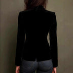 Harper - Women's Velvet Blazer with Floral Embroidered Lapels