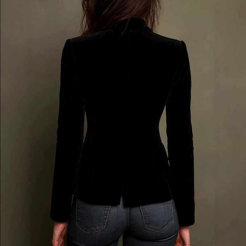 Harper - Women's Velvet Blazer with Floral Embroidered Lapels