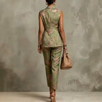 Harriet - Women's Floral Sleeveless Blazer & Pants Set 2