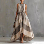 Hazel - Women's Color Block High-Low Maxi Dress 1
