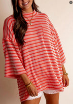 Hazel - Women's Relaxed Striped Knit Tunic Top 3