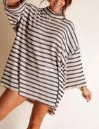 Hazel - Women's Relaxed Striped Knit Tunic Top 4