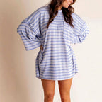 Hazel - Women's Relaxed Striped Knit Tunic Top 5