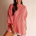 Hazel - Women's Relaxed Striped Knit Tunic Top 7