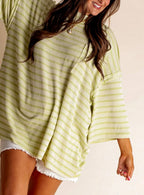 Hazel - Women's Relaxed Striped Knit Tunic Top 8