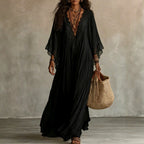Hosanna - Women's Lace Trim Boho Maxi Dress 2