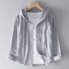 Indira - Women's Button-Front Hooded Linen Shirt