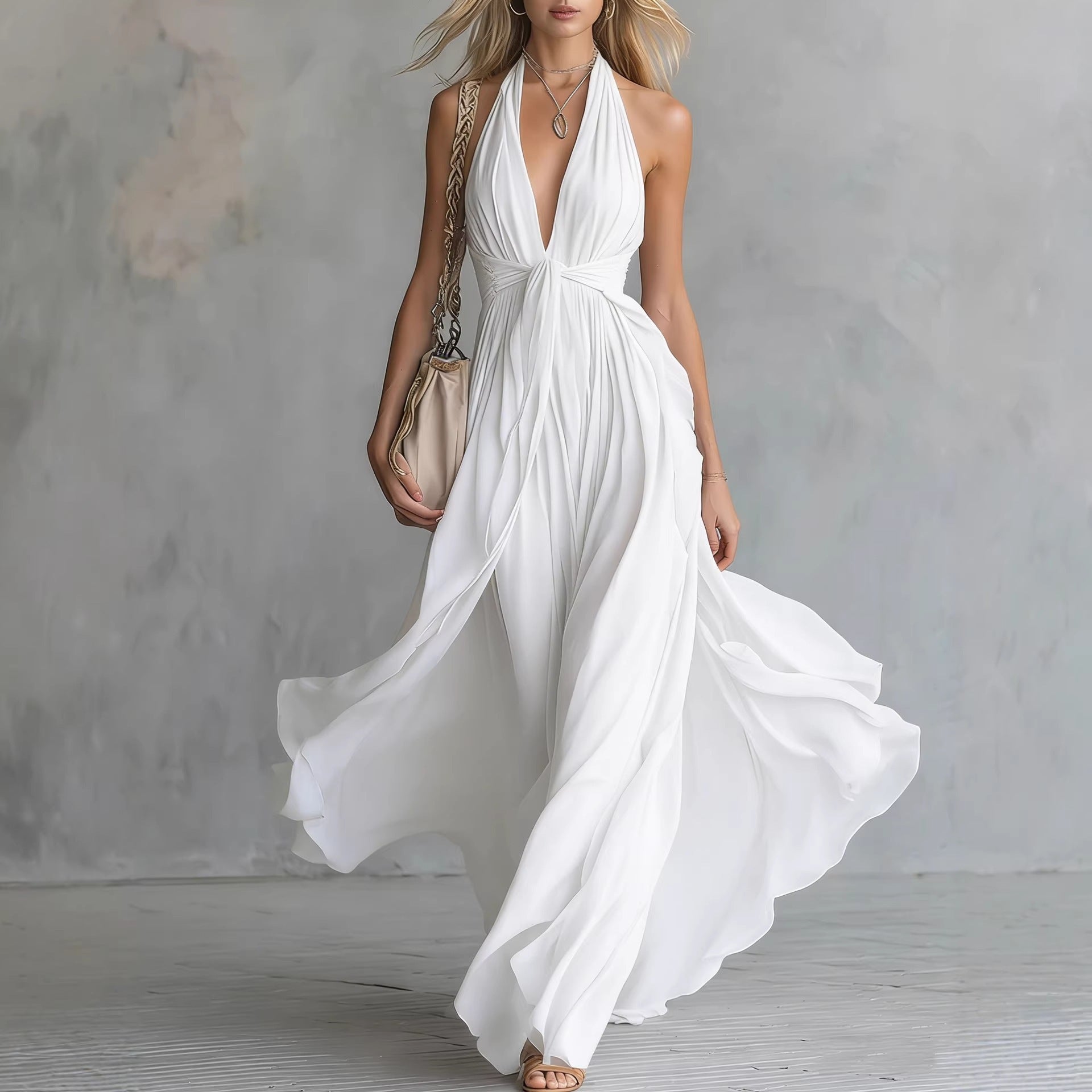 Iona - Women's Flowing Halter Maxi Dress 1