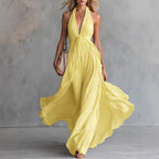 Iona - Women's Flowing Halter Maxi Dress 3