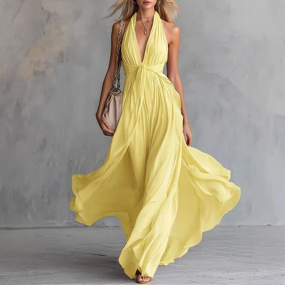 Iona - Women's Flowing Halter Maxi Dress 3