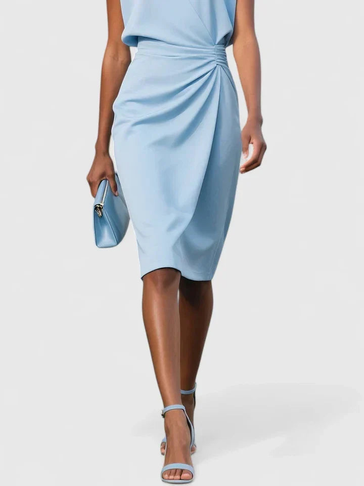 Iris - Women's Ruched Sleeveless Midi Dress