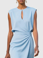 Iris - Women's Ruched Sleeveless Midi Dress