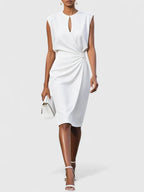 Iris - Women's Ruched Sleeveless Midi Dress