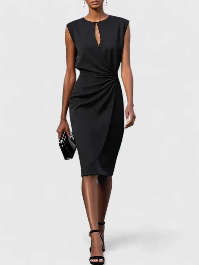 Iris - Women's Ruched Sleeveless Midi Dress