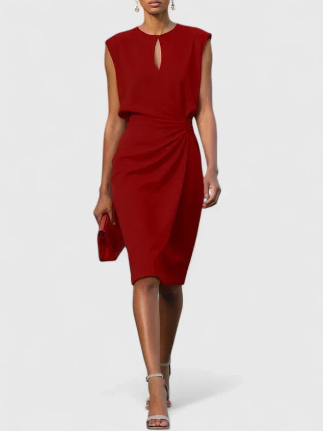 Iris - Women's Ruched Sleeveless Midi Dress
