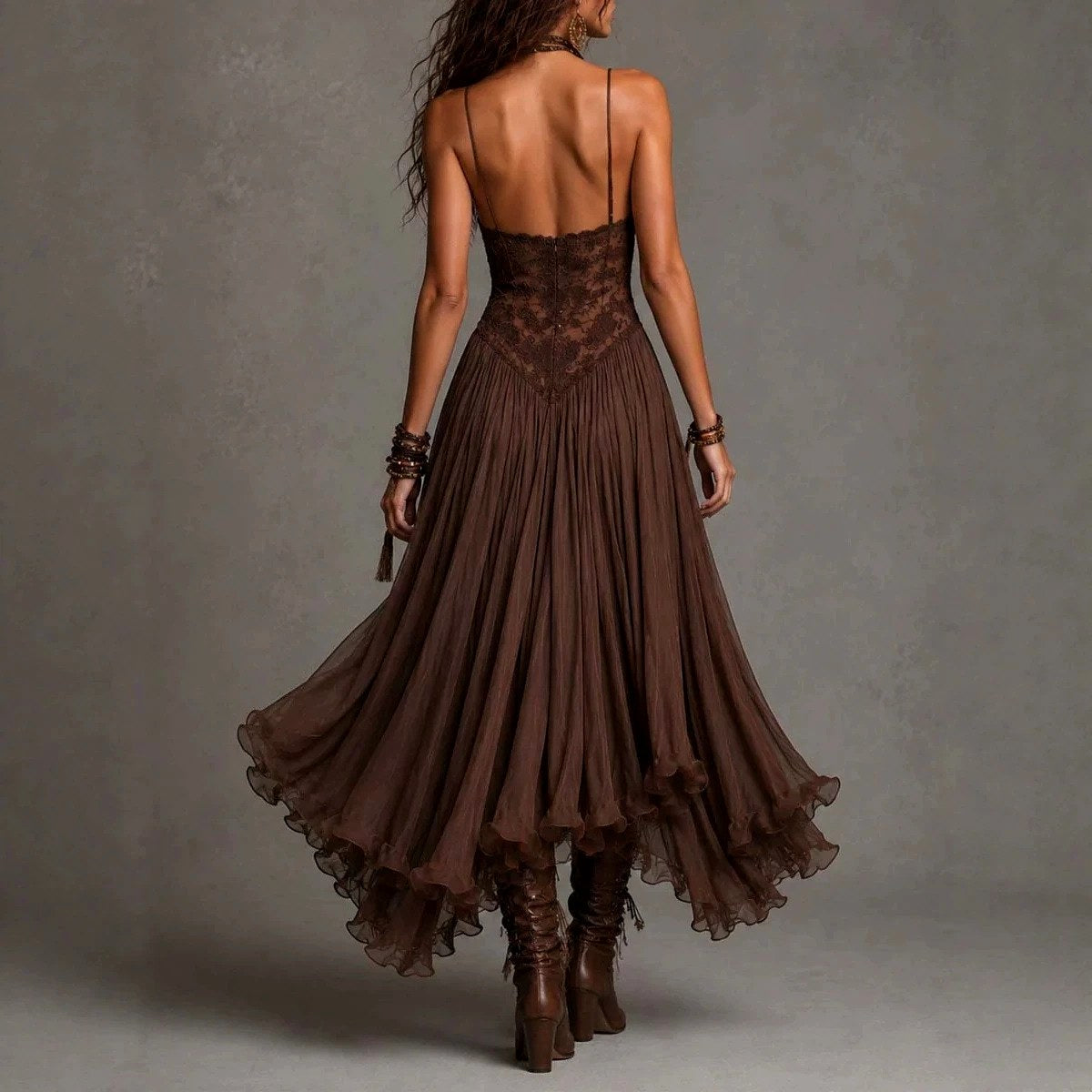 Isabel - Women's Lace Corset Flowing Maxi Dress 2
