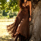 Isabel - Women's Lace Corset Flowing Maxi Dress 3