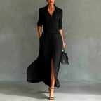 Ivana - Women's Collared Long Sleeve Shirt Maxi Dress 3
