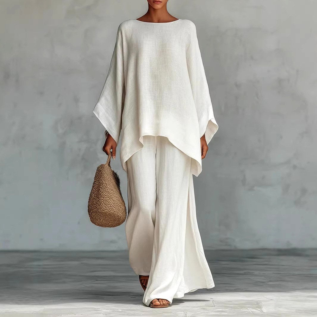 Ivana - Women's Linen Blend Kimono Sleeve Matching Set 1