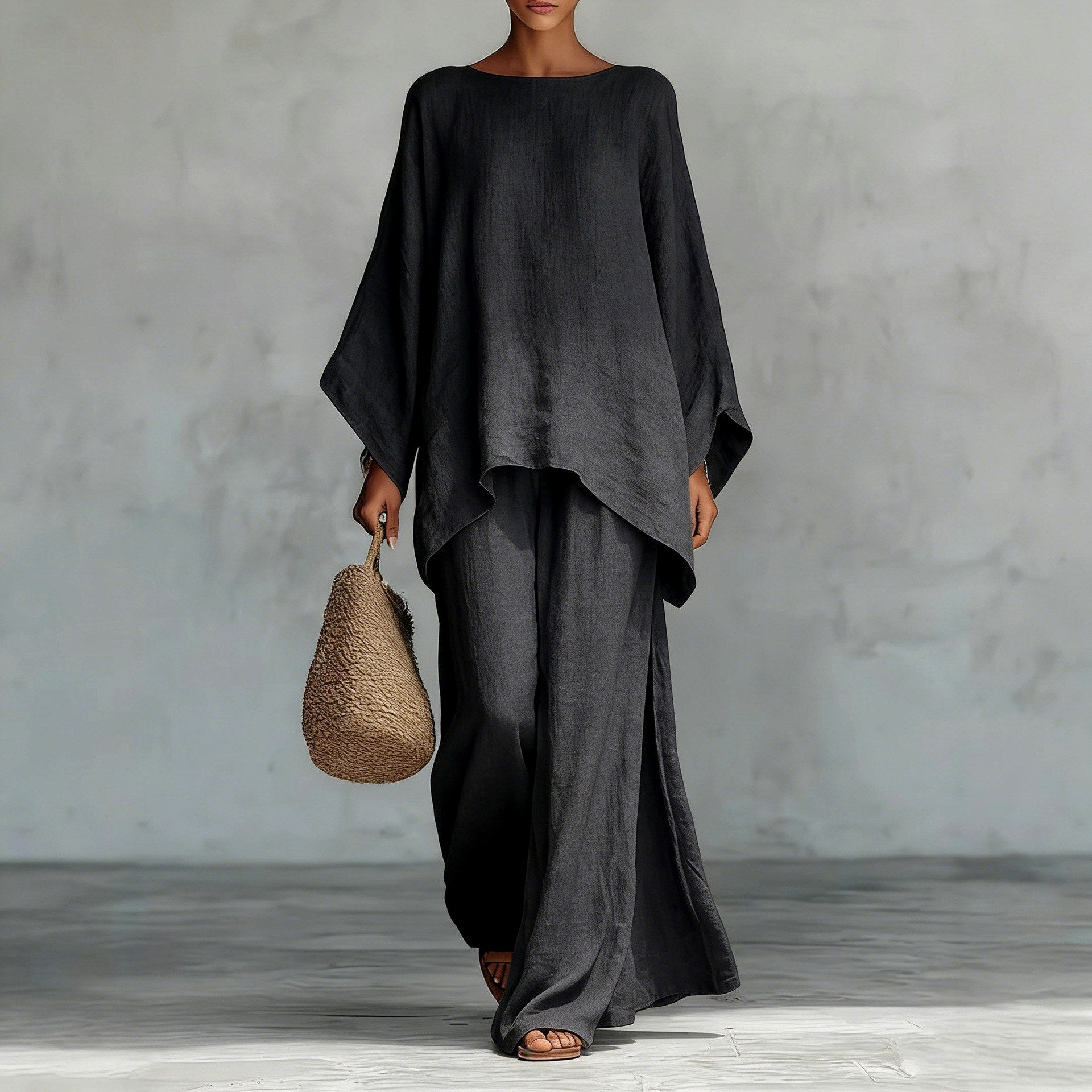 Ivana - Women's Linen Blend Kimono Sleeve Matching Set 3
