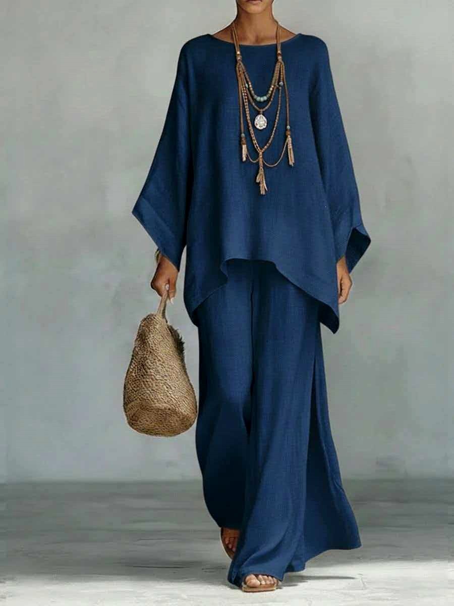 Ivana - Women's Linen Blend Kimono Sleeve Matching Set 5