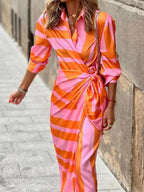 Jade - Women's Striped Wrap Midi Dress