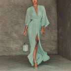 Jana - Women's Pleated Batwing Sleeve Maxi Dress 1