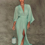 Jana - Women's Pleated Batwing Sleeve Maxi Dress 3