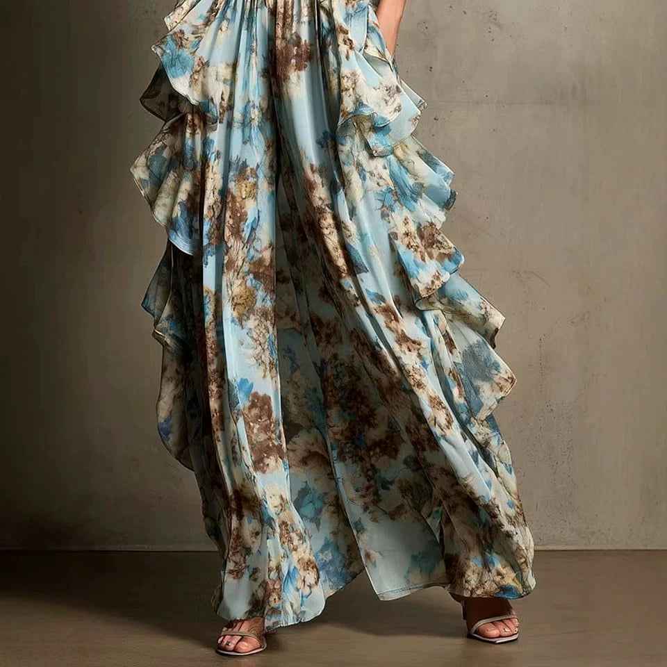 Jasmin - Women's Floral Ruffle Corset Maxi Dress 3