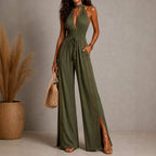 Jaya - Women's Lace Panel Halter Jumpsuit 3