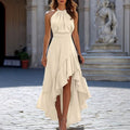 Jenna - Women's Halter Sleeveless High-Low Ruffle Dress 1