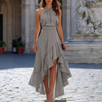 Jenna - Women's Halter Sleeveless High-Low Ruffle Dress 3