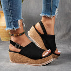 Jessica - Women's Leopard Print Platform Wedge Sandals