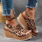 Jessica - Women's Leopard Print Platform Wedge Sandals