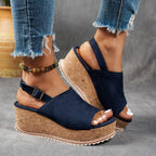Jessica - Women's Leopard Print Platform Wedge Sandals