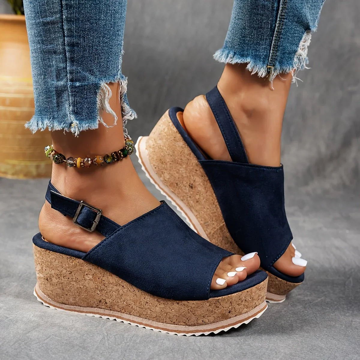 Jessica - Women's Leopard Print Platform Wedge Sandals
