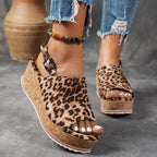 Jessica - Women's Leopard Print Platform Wedge Sandals