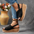 Jessica - Women's Leopard Print Platform Wedge Sandals