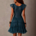 Jora - Women's Lace Ruffle Tiered Mini Dress 2