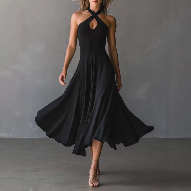 Josefine - Women's Cross-Halter Flared Midi Dress 1