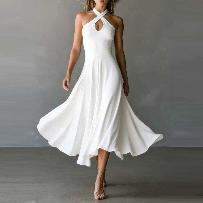 Josefine - Women's Cross-Halter Flared Midi Dress 3