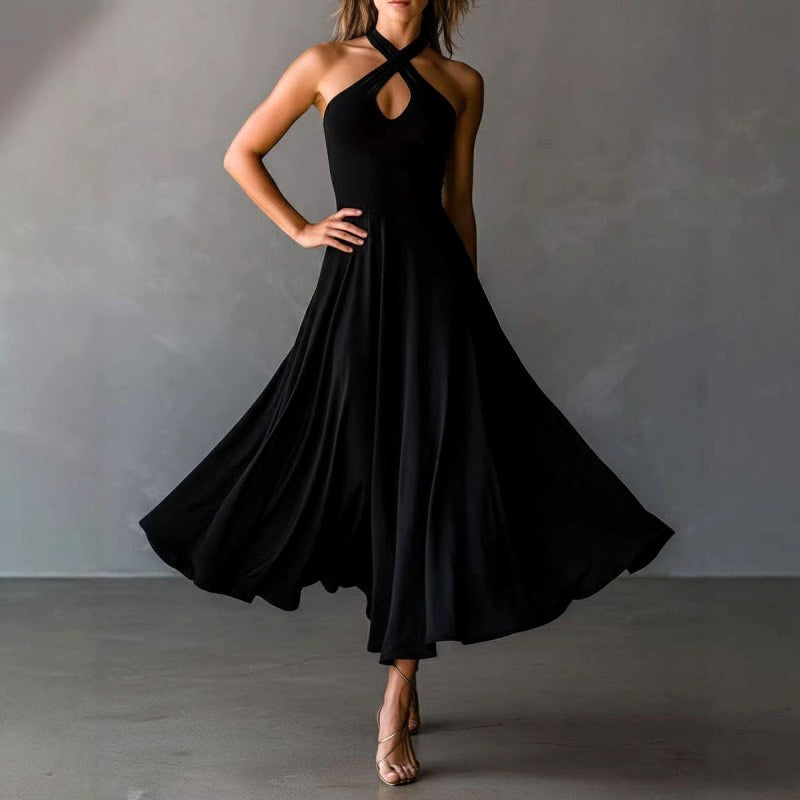 Josefine - Women's Cross-Halter Flared Midi Dress 5