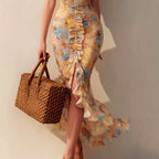 Josefine - Women's Floral Ruched Ruffle Midi Dress 2