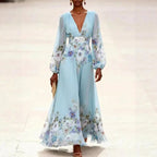 Josephine - Women's Floral V-Neck Balloon Sleeve Maxi Dress 1