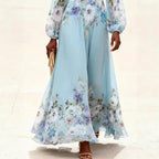 Josephine - Women's Floral V-Neck Balloon Sleeve Maxi Dress 4