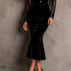 Juanita - Women's Velvet V-Neck Slim Fit Mermaid Gown 4