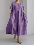 Judith - Women's Vertical-Striped A-Line Midi Dress